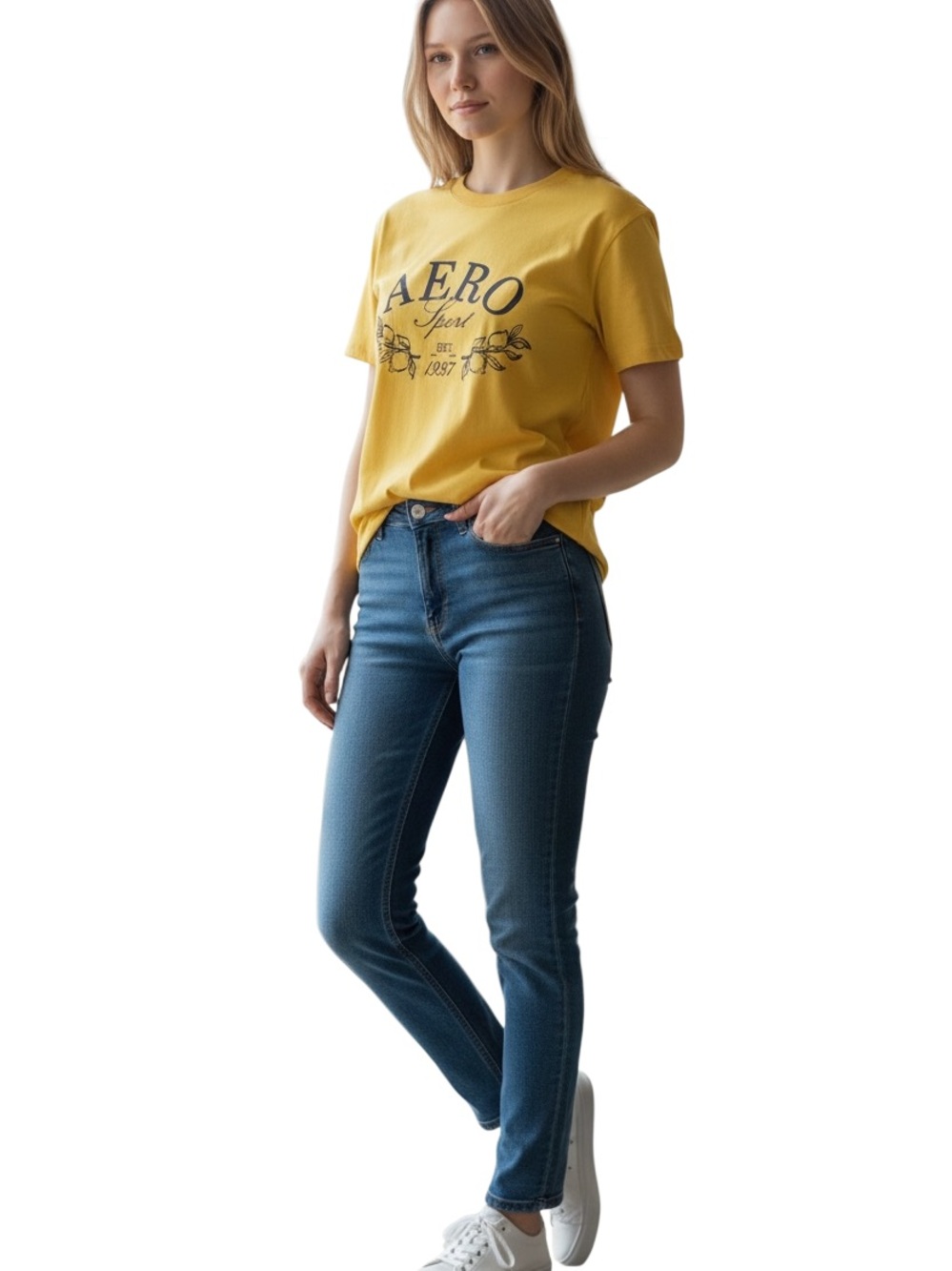 Aeropostale Mustard Yellow Logo Short Sleeve Tee